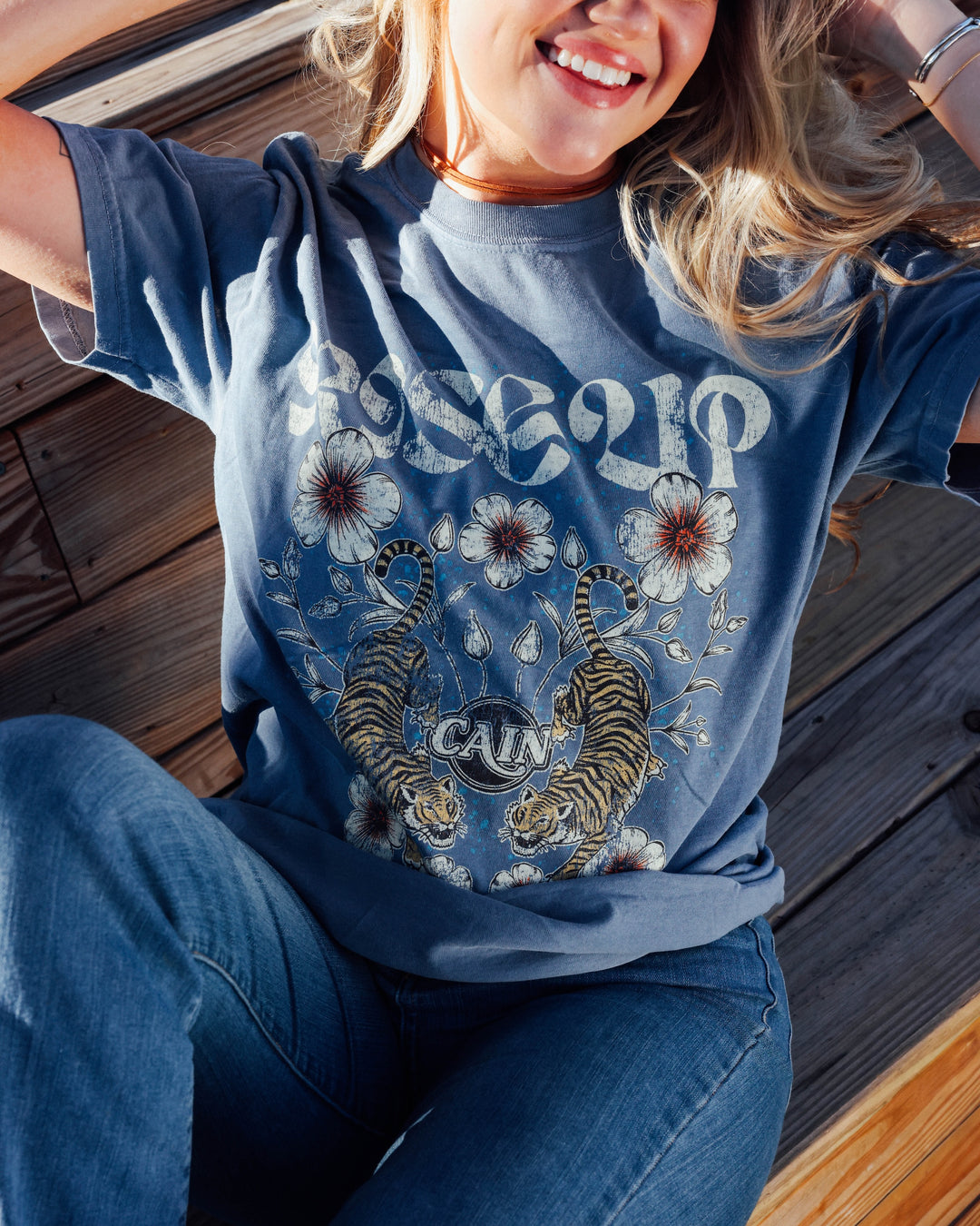 Blue Rise Up Tiger Tee