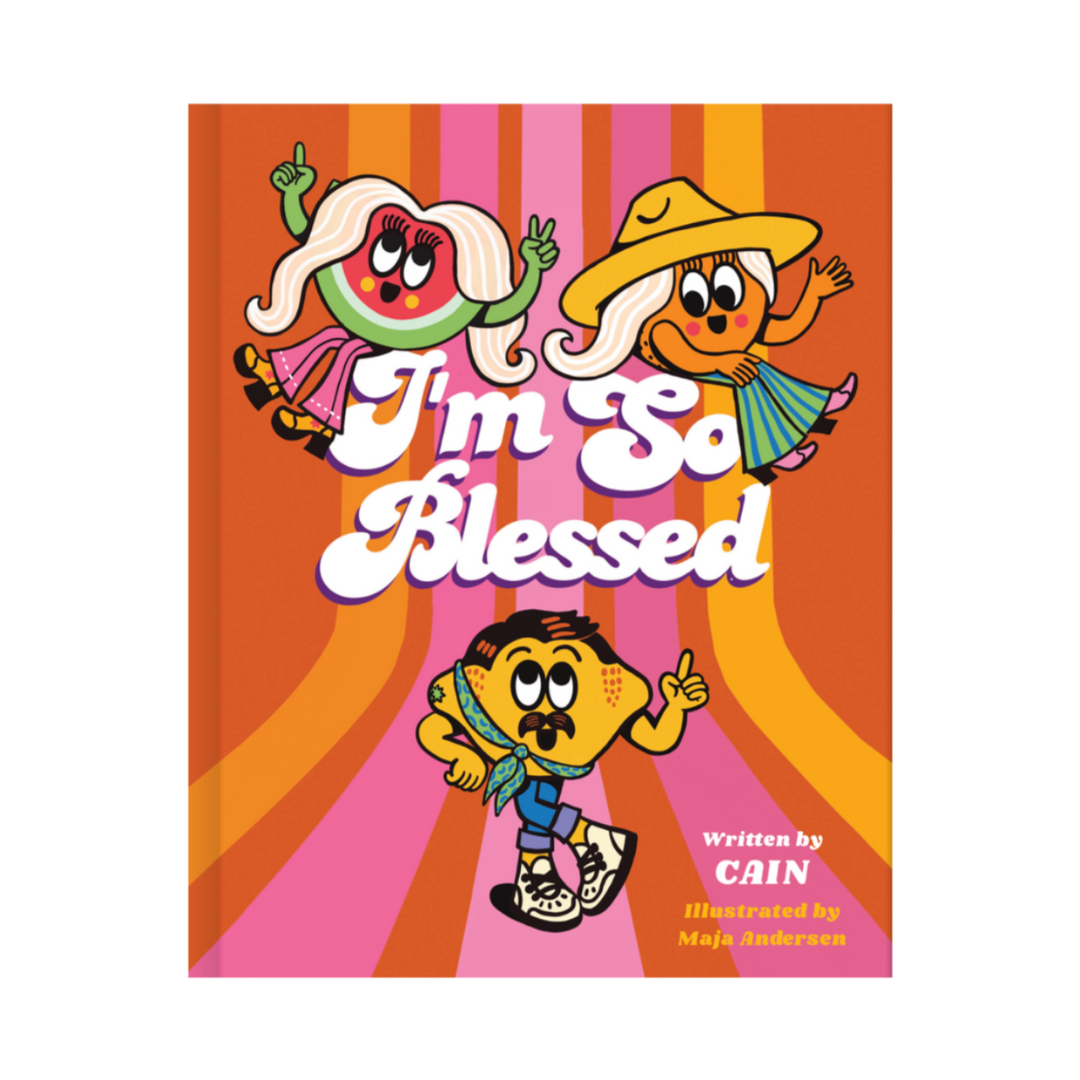 Book cover of 'I'm So Blessed' with colorful characters on a striped background